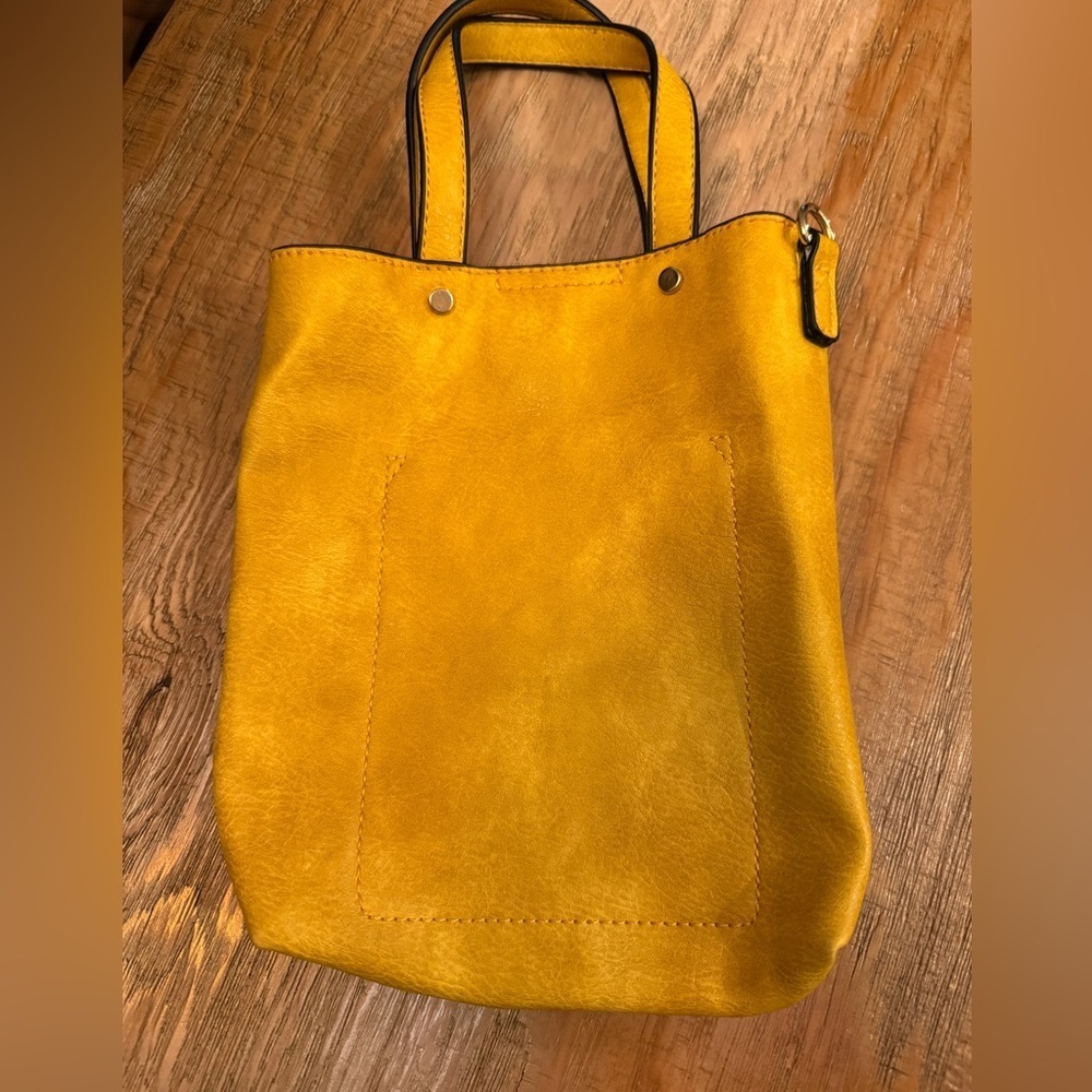Small Mustard Yellow Tote Bag Pink Inside
